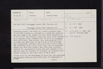 Horsburgh Castle, NT23NE 6, Ordnance Survey index card, page number 1, Recto