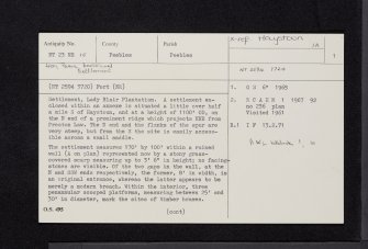 Lady Blair Plantation, NT23NE 15, Ordnance Survey index card, page number 1, Recto