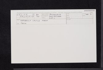 Horsbrugh Castle Farm, NT23NE 35, Ordnance Survey index card, Recto