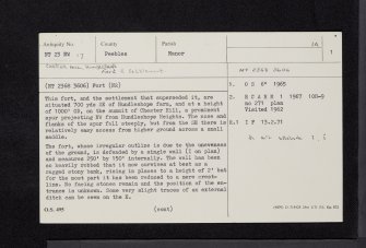 Chester Hill, Hundleshope, NT23NW 17, Ordnance Survey index card, page number 1, Recto