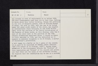 Kirkton Manor, Manor Parish Church, NT23NW 21, Ordnance Survey index card, page number 2, Verso