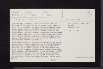 Hallyards, NT23NW 22, Ordnance Survey index card, page number 1, Recto