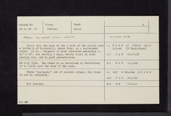 Castlehill, NT23NW 24, Ordnance Survey index card, Recto