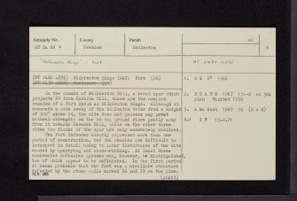 Milkieston Rings, NT24NW 4, Ordnance Survey index card, page number 1, Recto