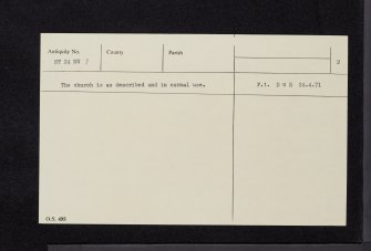 Eddleston Parish Church, NT24NW 7, Ordnance Survey index card, page number 2, Verso