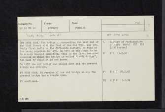 Peebles, Cuddy Bridge, NT24SE 12, Ordnance Survey index card, Recto