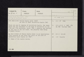 Peebles, Edinburgh Road, Venlaw Castle Hotel, NT24SE 19, Ordnance Survey index card, Recto