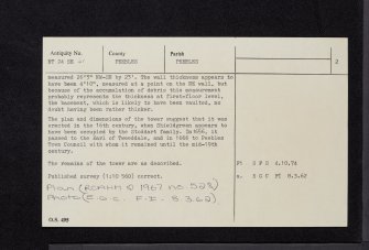 Shieldgreen Tower, NT24SE 41, Ordnance Survey index card, page number 2, Verso