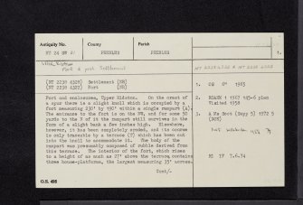 Upper Kidston, NT24SW 21, Ordnance Survey index card, page number 1, Recto