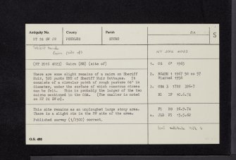 Sheriff Muir, NT24SW 28, Ordnance Survey index card, Recto