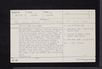 The Gowk Stane, Auchencorth, NT25NW 3, Ordnance Survey index card, page number 1, Recto