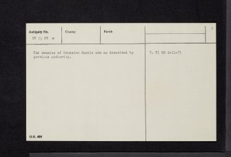 Brunston Castle, NT25NW 4, Ordnance Survey index card, page number 2, Verso