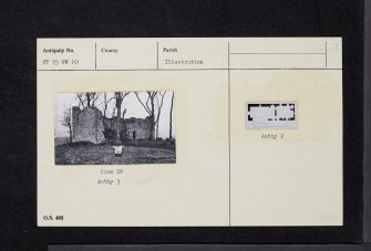 Penicuik, Castle Brae, Uttershill Castle, NT25NW 10, Ordnance Survey index card, Recto