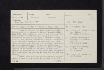 Moredun, NT26NE 26, Ordnance Survey index card, page number 1, Recto