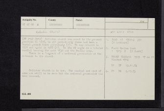 Edinburgh, Dell Road, Colinton Parish Church, NT26NW 2, Ordnance Survey index card, Recto