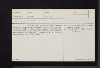 Hailes House, NT26NW 7, Ordnance Survey index card, Recto