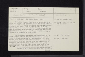 Maiden Castle, NT26SE 17, Ordnance Survey index card, page number 1, Recto