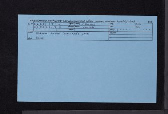 Wallace's Cave', NT26SE 19, Ordnance Survey index card, Recto