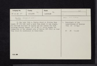 Roslin, NT26SE 29, Ordnance Survey index card, Recto