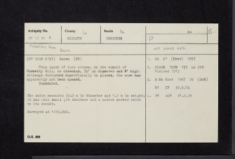 Carnethy Hill, NT26SW 6, Ordnance Survey index card, Recto