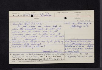 Edinburgh, 195 - 197 Canongate, Shoemakers' Land, NT27SE 52, Ordnance Survey index card, Recto