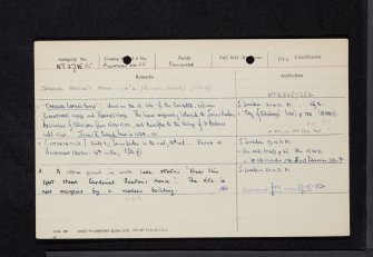 Edinburgh, Cowgate, Cardinal Beaton's House, NT27SE 65, Ordnance Survey index card, Recto