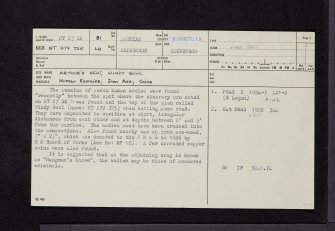 Edinburgh, Holyrood Park, Arthur's Seat, Windy Gowl, NT27SE 81, Ordnance Survey index card, page number 1, Recto