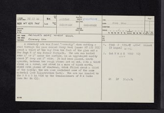 Edinburgh, Holyrood Park, Arthur's Seat, Windy Gowl, NT27SE 84, Ordnance Survey index card, page number 1, Recto