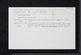 Edinburgh, Craigmillar Castle, NT27SE 117, Ordnance Survey index card, Recto