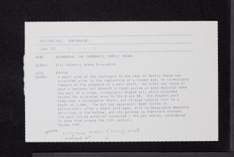 Edinburgh, 146 Canongate, Huntly House, NT27SE 341, Ordnance Survey index card, Recto