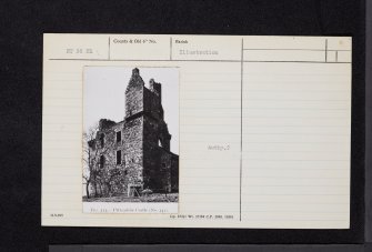Piteadie Castle, NT28NE 1, Ordnance Survey index card, Recto