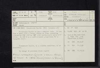 Knockdavie Castle, NT28NW 9, Ordnance Survey index card, page number 1, Recto