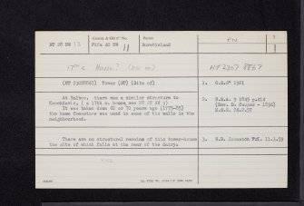 Balbie, NT28NW 13, Ordnance Survey index card, page number 1, Recto