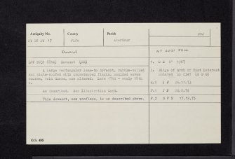 Balmule House, NT28NW 17, Ordnance Survey index card, Recto