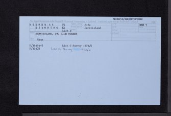 Burntisland, 190 High Street, NT28NW 44, Ordnance Survey index card, Recto