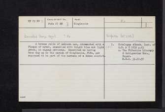 Kinglassie, NT29NW 3, Ordnance Survey index card, Recto