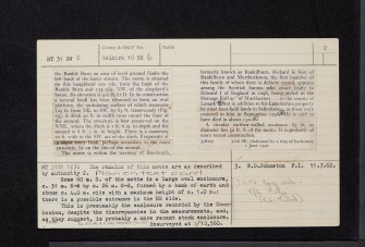 Phenzhopehaugh, NT31SW 5, Ordnance Survey index card, page number 2, Verso
