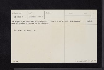 Warrior's Rest, NT32NE 1, Ordnance Survey index card, page number 3, Recto