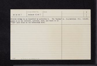 Ettrick Bridge, NT32SE 3, Ordnance Survey index card, page number 2, Verso