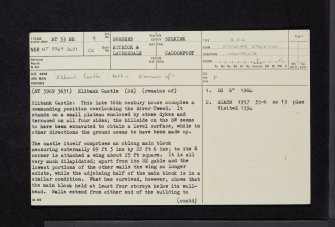 Elibank Castle, NT33NE 9, Ordnance Survey index card, page number 1, Recto