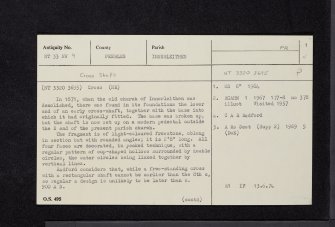 Innerleithen Parish Church, NT33NW 9, Ordnance Survey index card, page number 1, Recto