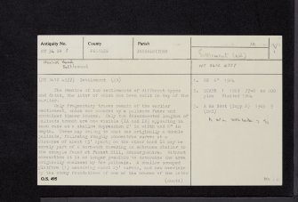 Hillside Knowe, NT34SW 3, Ordnance Survey index card, page number 1, Recto