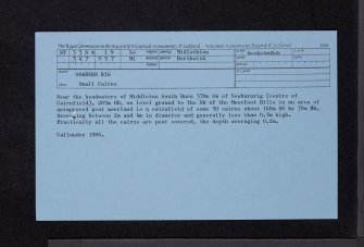 Sowburn Rig, NT35NW 19, Ordnance Survey index card, Recto