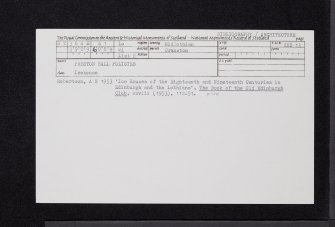 Preston Hall, Ice-House, NT36NE 41, Ordnance Survey index card, Recto