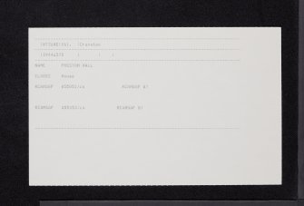 Preston Hall, NT36NE 61, Ordnance Survey index card, Recto