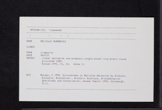 Melville Nurseries, NT36NW 102, Ordnance Survey index card, Recto