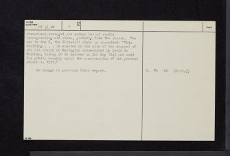 Carrington, Old Parish Church And Burial-Ground, NT36SW 6, Ordnance Survey index card, page number 2, Verso