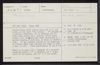 Prestonpans, Preston Cross, NT37SE 8, Ordnance Survey index card, page number 1, Recto