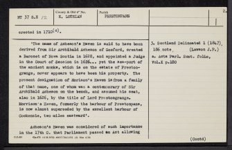 Prestongrange, Morrison's Haven, NT37SE 12, Ordnance Survey index card, page number 2, Verso