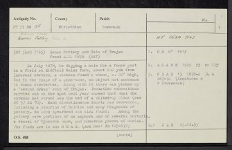 Midfield Mains, NT37SE 35, Ordnance Survey index card, page number 1, Recto